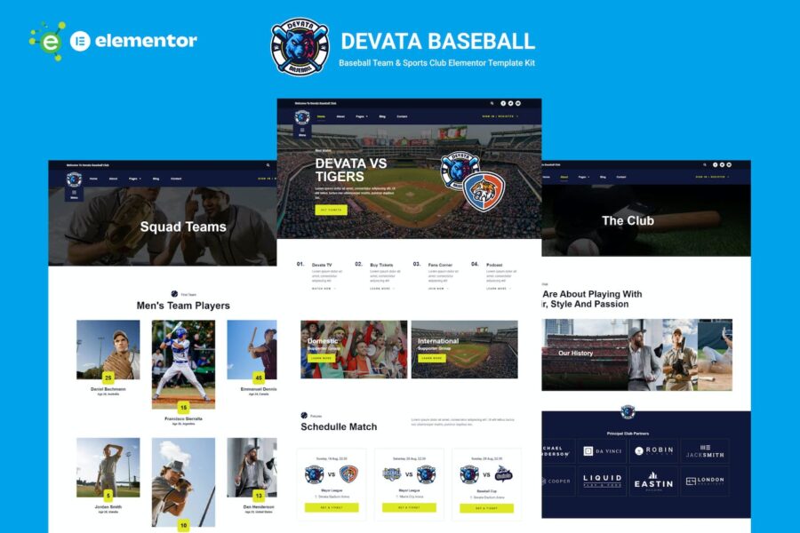 Devata – Baseball Team & Sports Club Elementor Template Kit